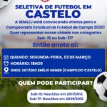 Seletiva em Castelo para o Campeonato Estadual de Futebol de Campo 2026