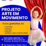 Inscrições abertas para aulas gratuitas de Teatro, Dança, Baliza e Banda Lira Castelense