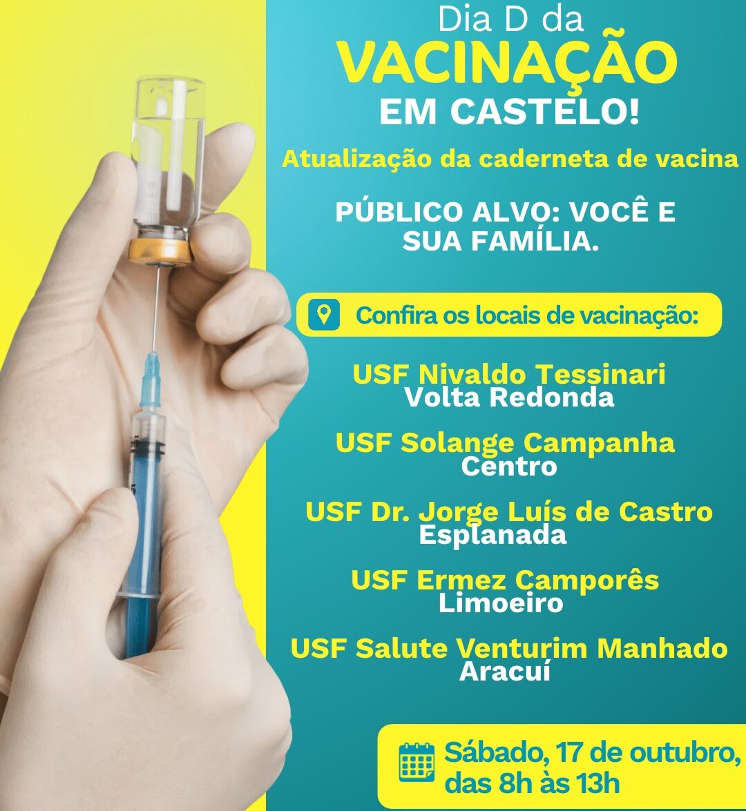 Prefeitura promove Dia D de Vacinação em Castelo neste sábado (17)